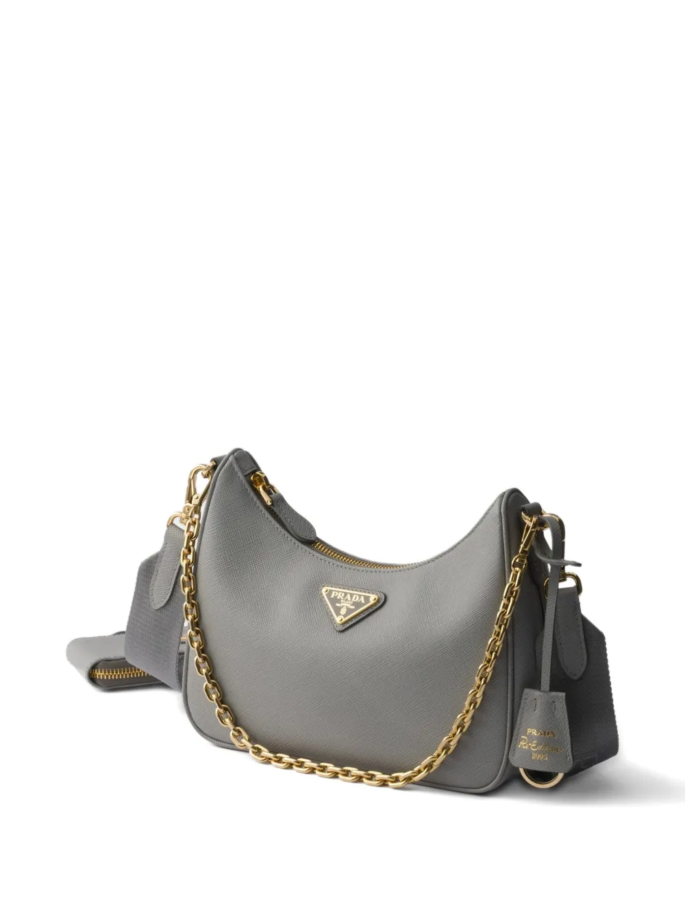 Сумка Prada Re-Edition 2005 из сафьяновой кожи, серый — фото 3