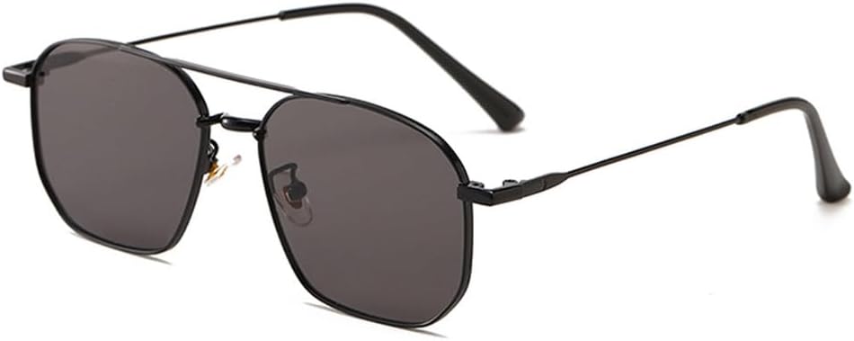 

Ретро солнцезащитные очки с двойной перемычкой и металлической оправой, модные женские очки с прозрачными линзами цвета океана, защита от УФ-излучения UV400, трендовые мужские солнцезащитные очки TKKTLLT, Black Gray