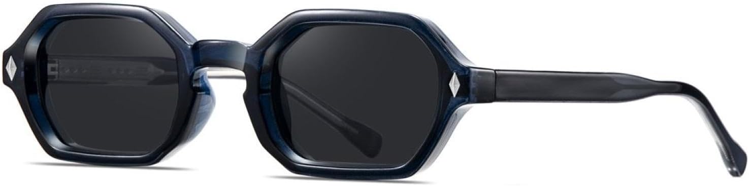 

Солнцезащитные очки в винтажной шестиугольной оправе, маленькие, для женщин и мужчин, роскошные, популярные, в стиле панк, с заклепками, для вождения TVTBBVV, Blue Black