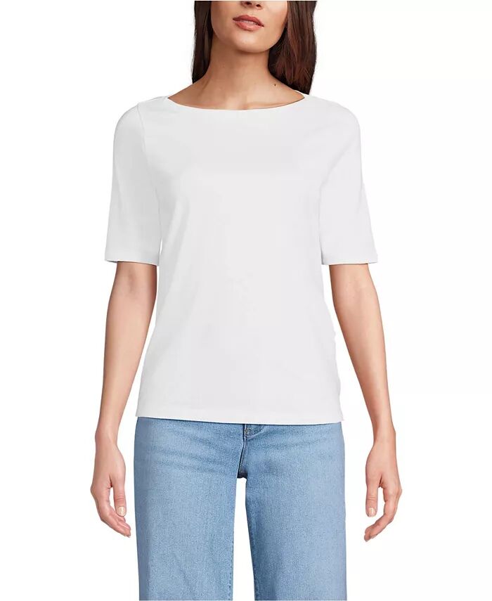 

Женский топ Supima Boatneck Lands' End, белый