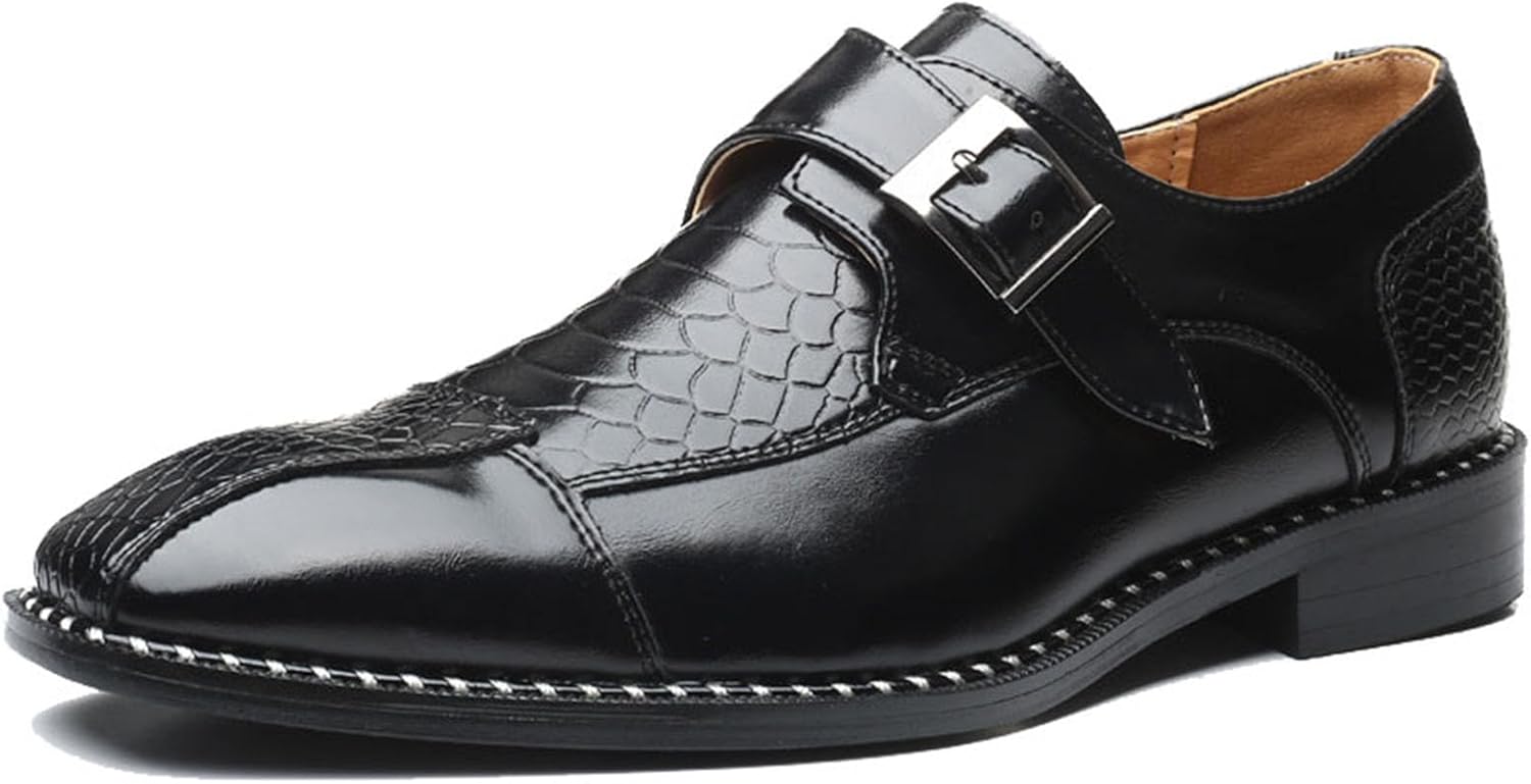 

Мужские туфли из искусственной кожи с пряжкой, винтажные формальные туфли-лоферы Generic, черный