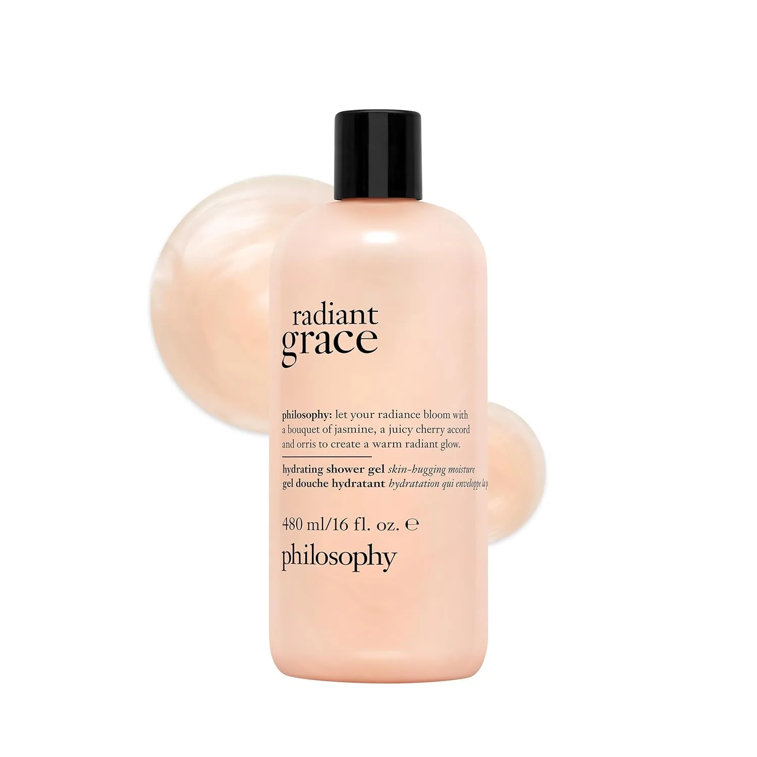 Увлажняющий гель для душа Philosophy Radiant Grace - очищает, успокаивает и смягчает сухую кожу - с нотами жасмина, черной вишни и сандалового дерева - 473 мл, White