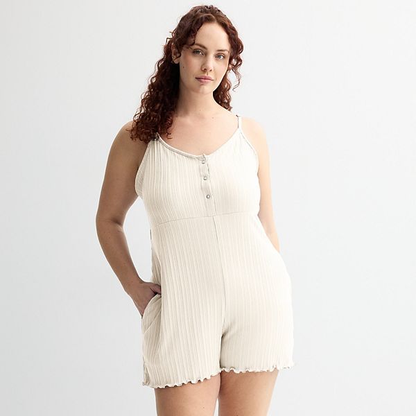 

Пижамный ромпер с рубчиком Plus size Sonoma Goods For Life, Egret