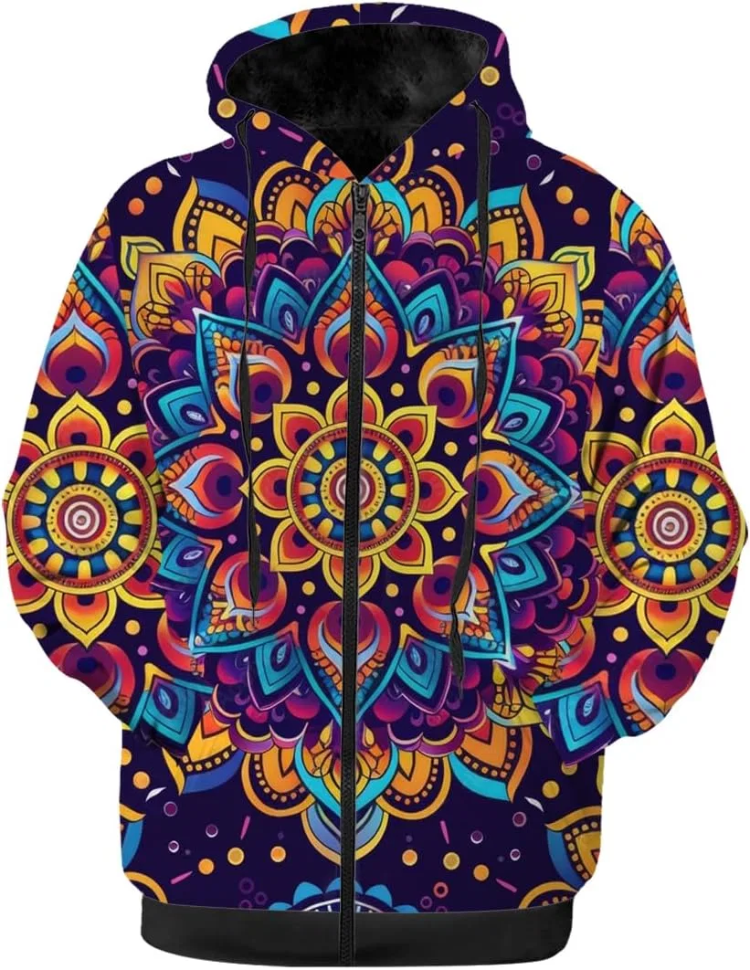 Зимняя куртка Mandala для женщин и мужчин, теплая толстовка на молнии с флисовой подкладкой