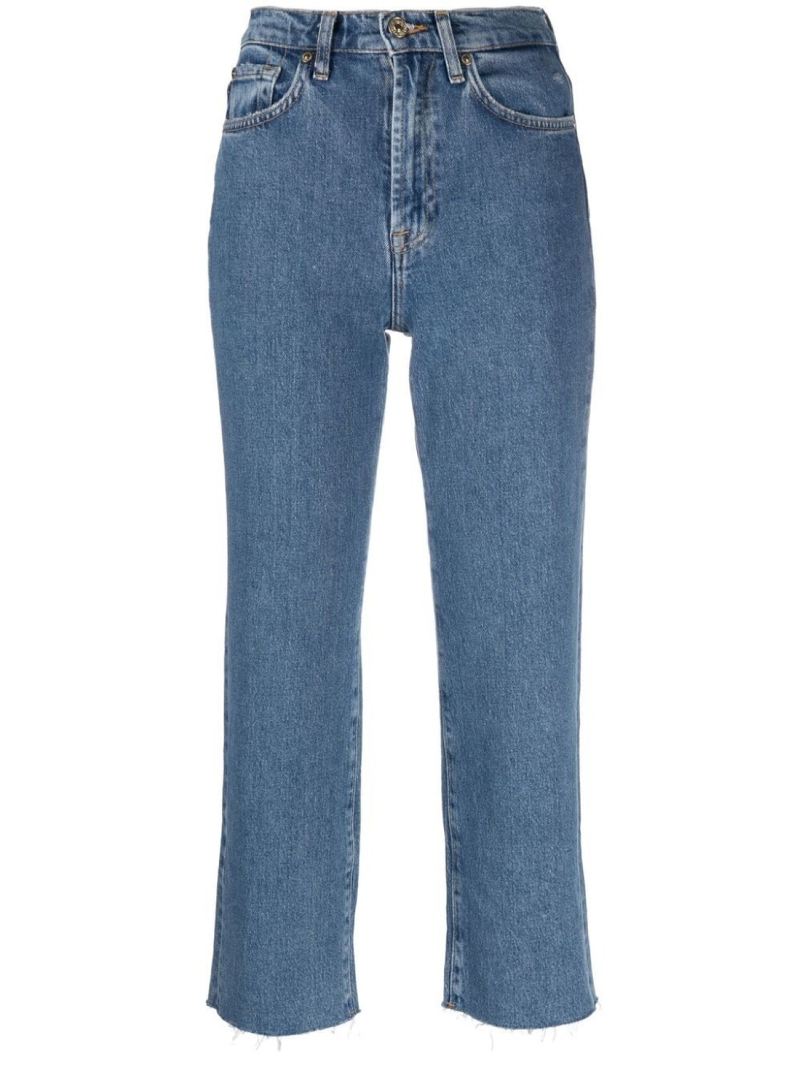 

7 For All Mankind укороченные джинсы с бахромой, синий