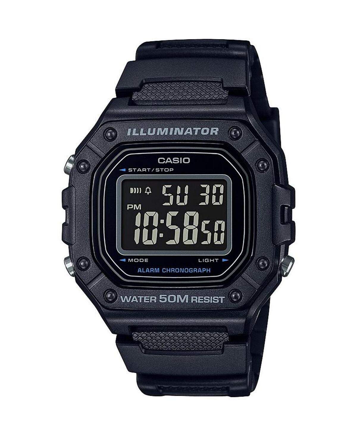 

Мужские цифровые часы из черной смолы, 43,2 мм, W218H-1BV Casio