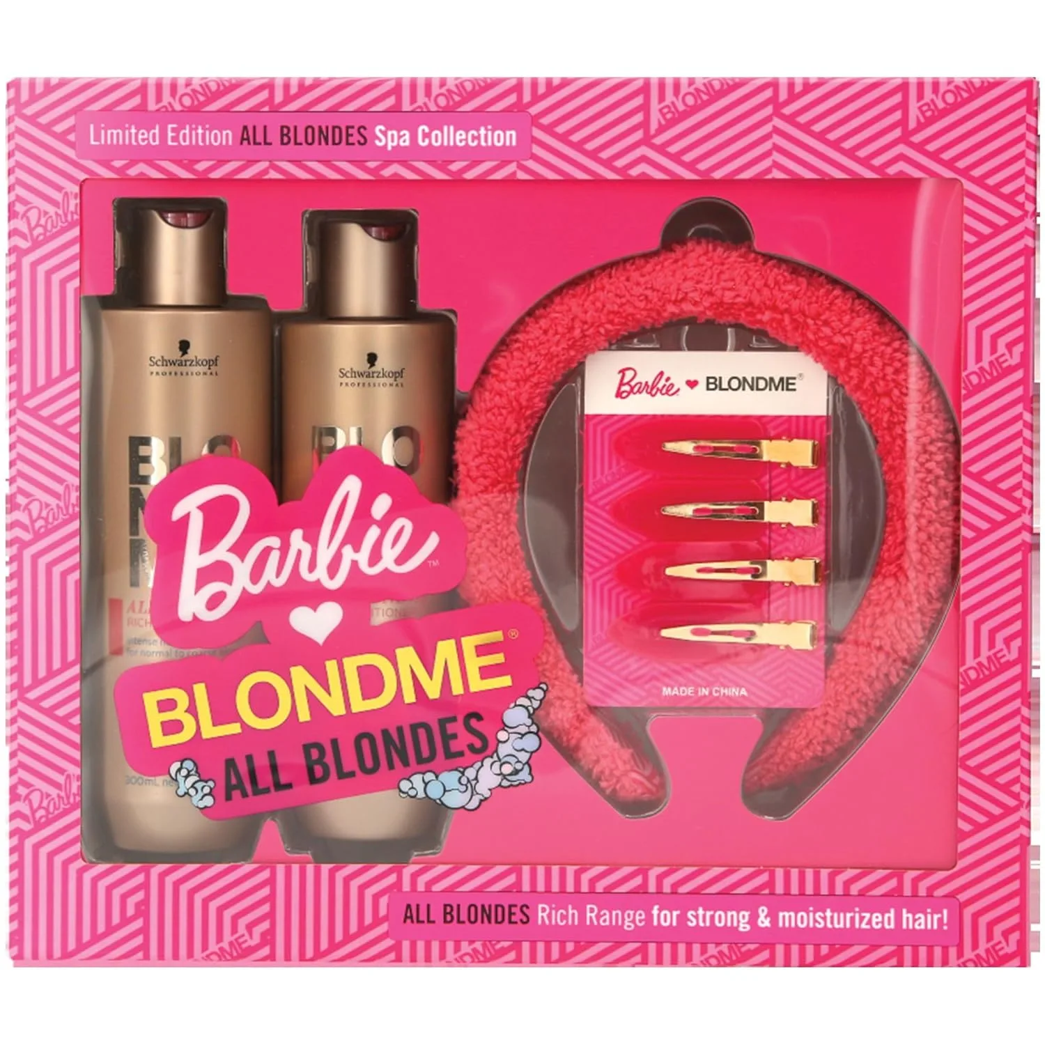 BlondMe x BARBIE Home Spa Collection - All Blondes Kit - питательный и увлажняющий уход для блеска волос - увлажняющий шампунь для нормальных и жестких окрашенных и натуральных светлых волос
