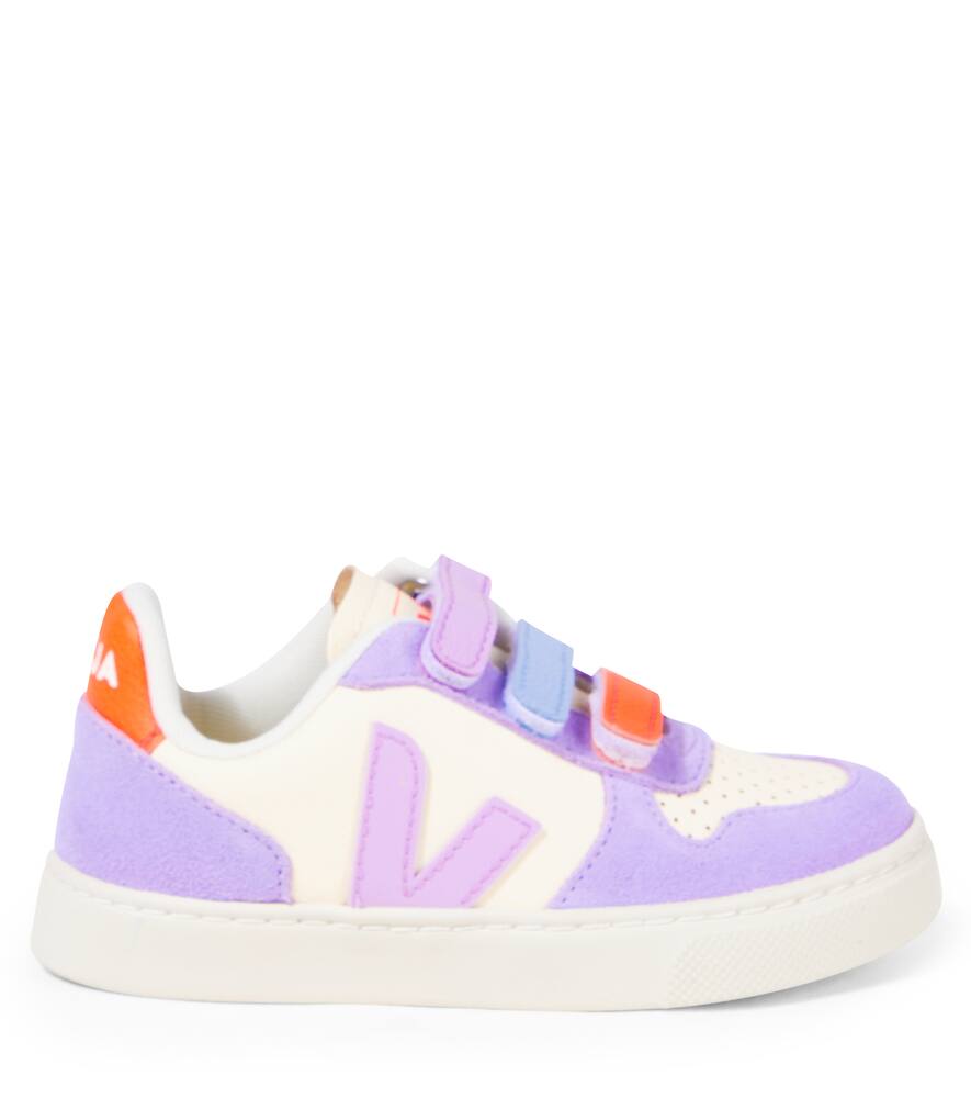 Кроссовки кожаные с отделкой из замши Veja Kids, Cashew_Multico-Orchid — фото 3