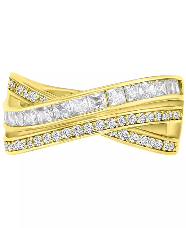 

Кольцо с двумя рядами перекрещивающихся камней с кубическим цирконием и круглыми камнями Macy'S, gold