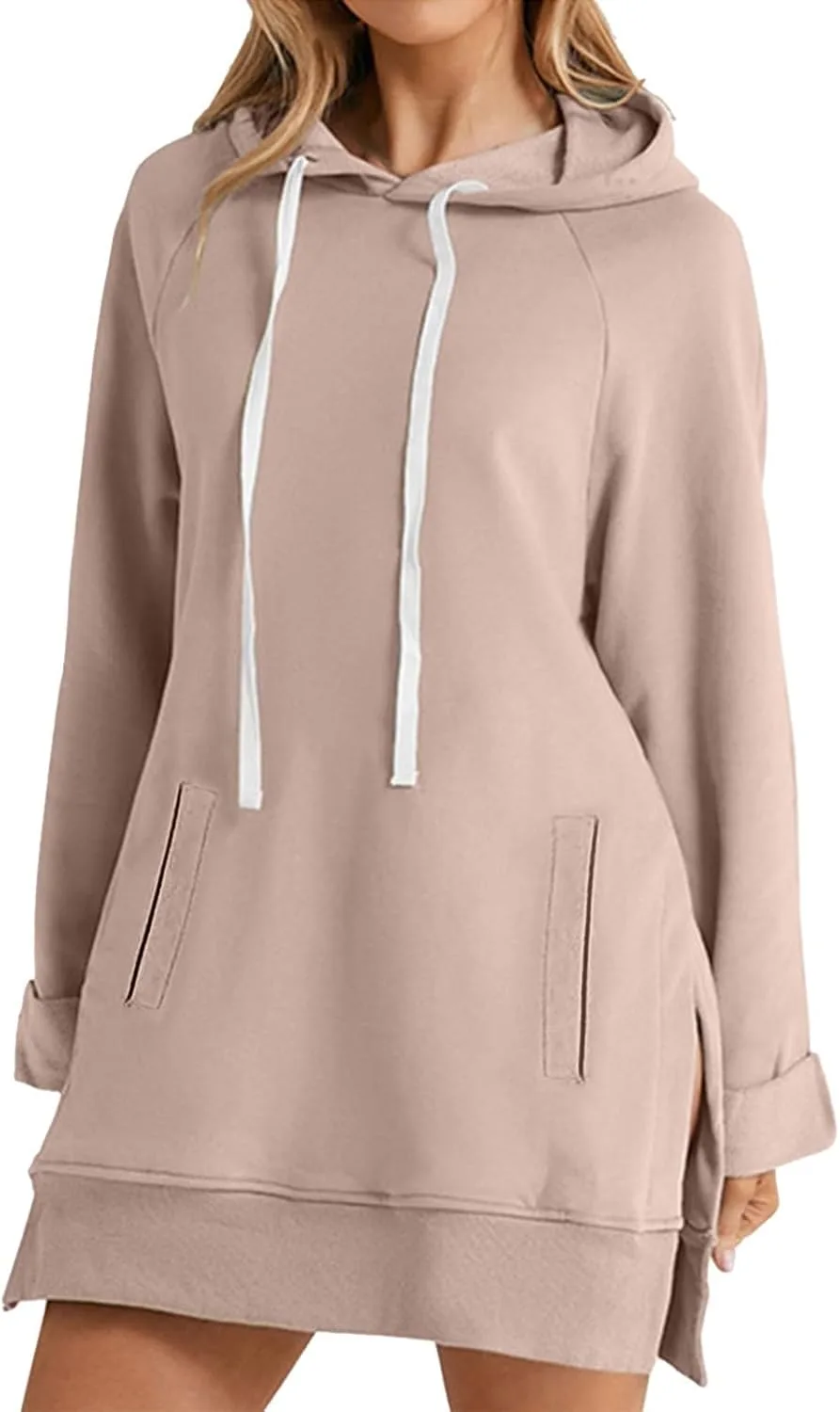 

Warmy оверсайз худи-платье для женщин зимнее флисовое с карманами