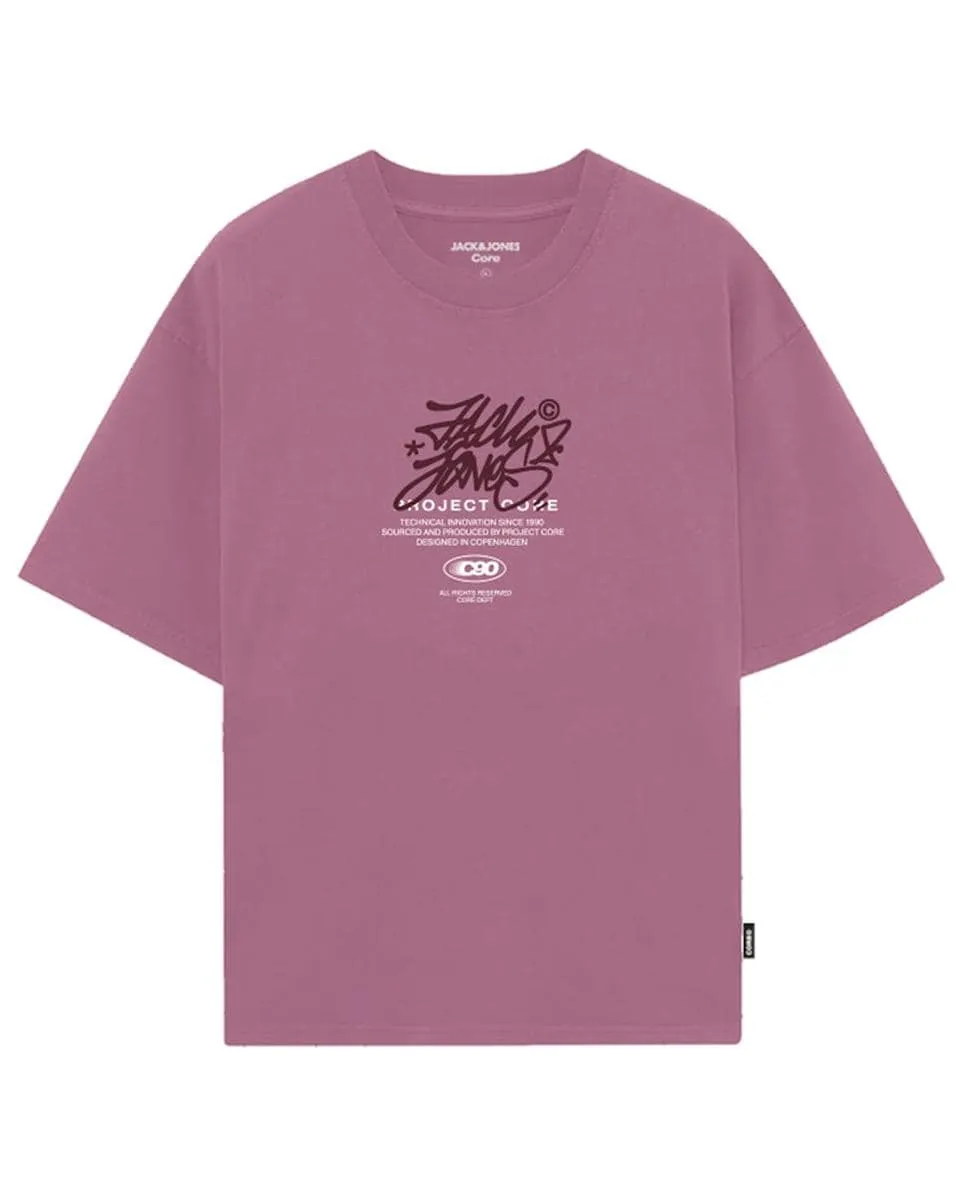 

Детская футболка с коротким рукавом и принтом спереди Jack & Jones, розовый