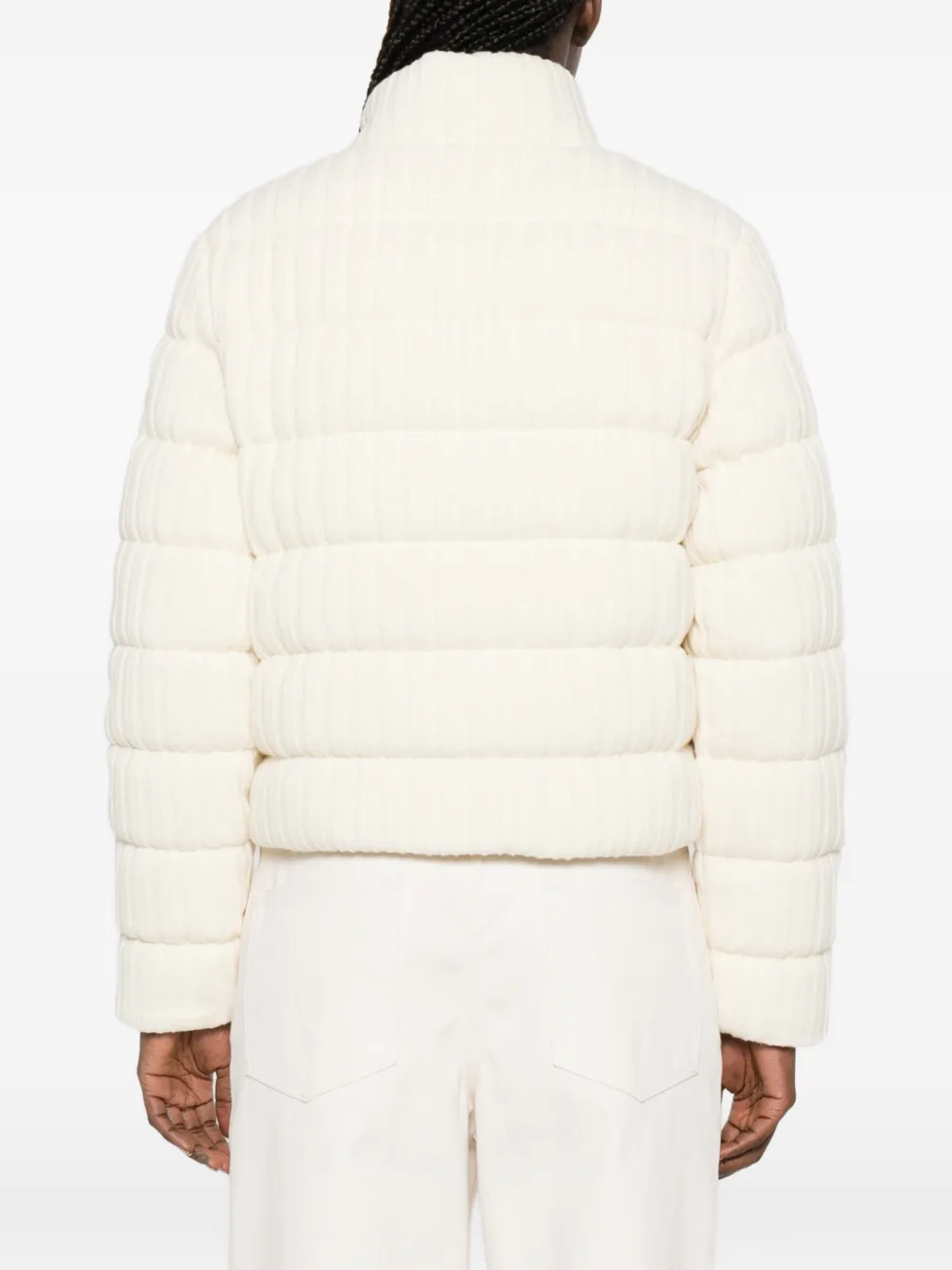 Вязаная стеганая куртка на молнии Moncler, бежевый — фото 4