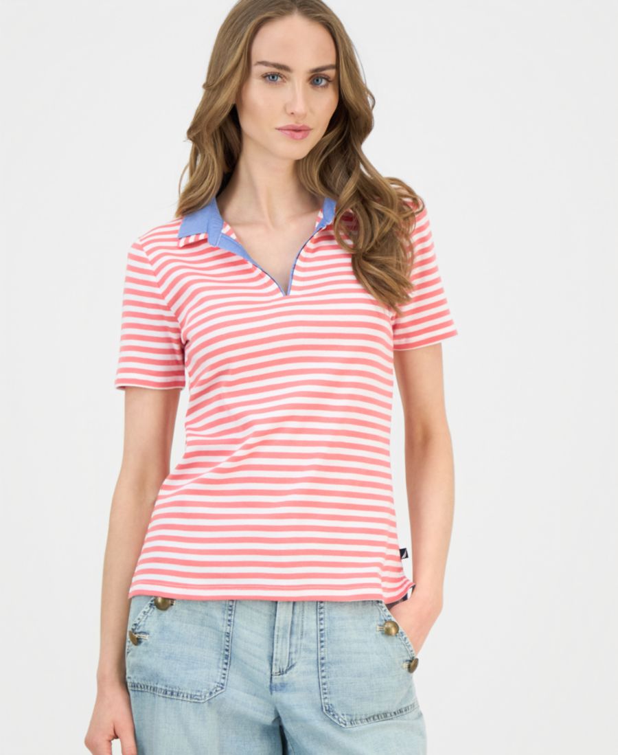 

Женская хлопковая футболка-поло с двойным воротником Nautica Jeans, Coralie Mlt