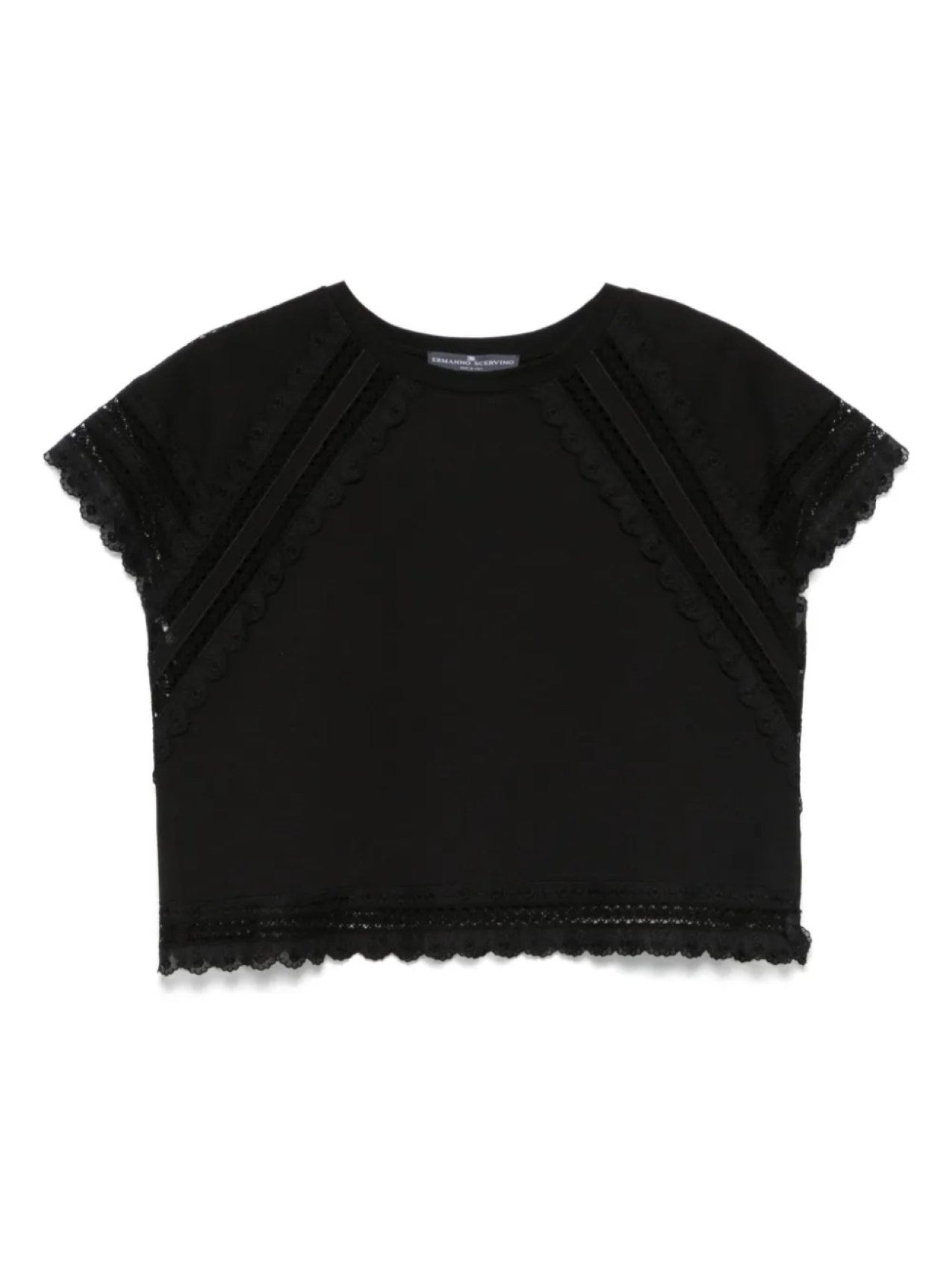 

Блузка с кружевной отделкой Ermanno Scervino, черный