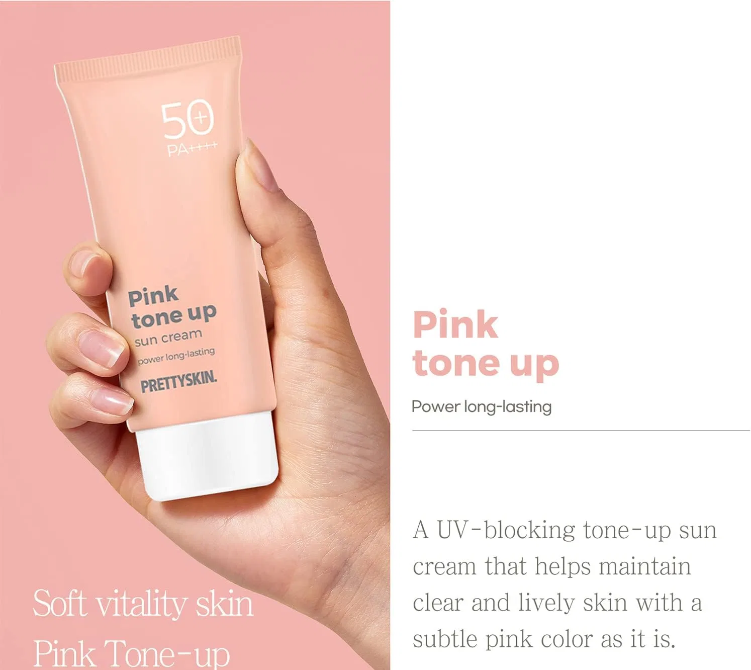 Солнцезащитный крем для лица PRETTYSKIN Daily Sunscreen SPF50+ PA++++ 70 мл розовый — фото 3