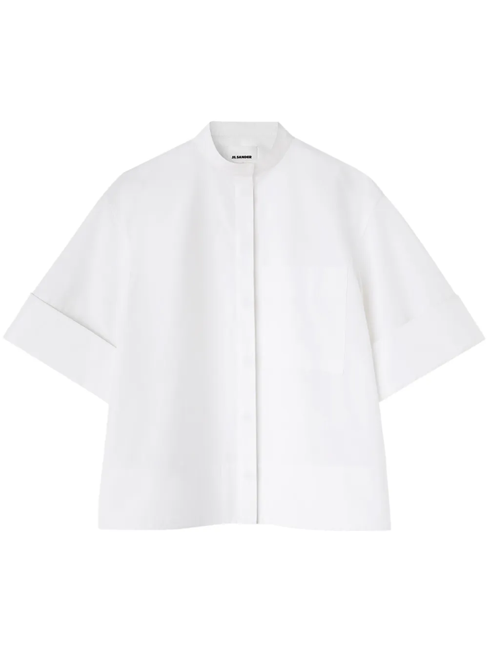 

Поплиновая рубашка с воротником-стойкой JIL SANDER, белый