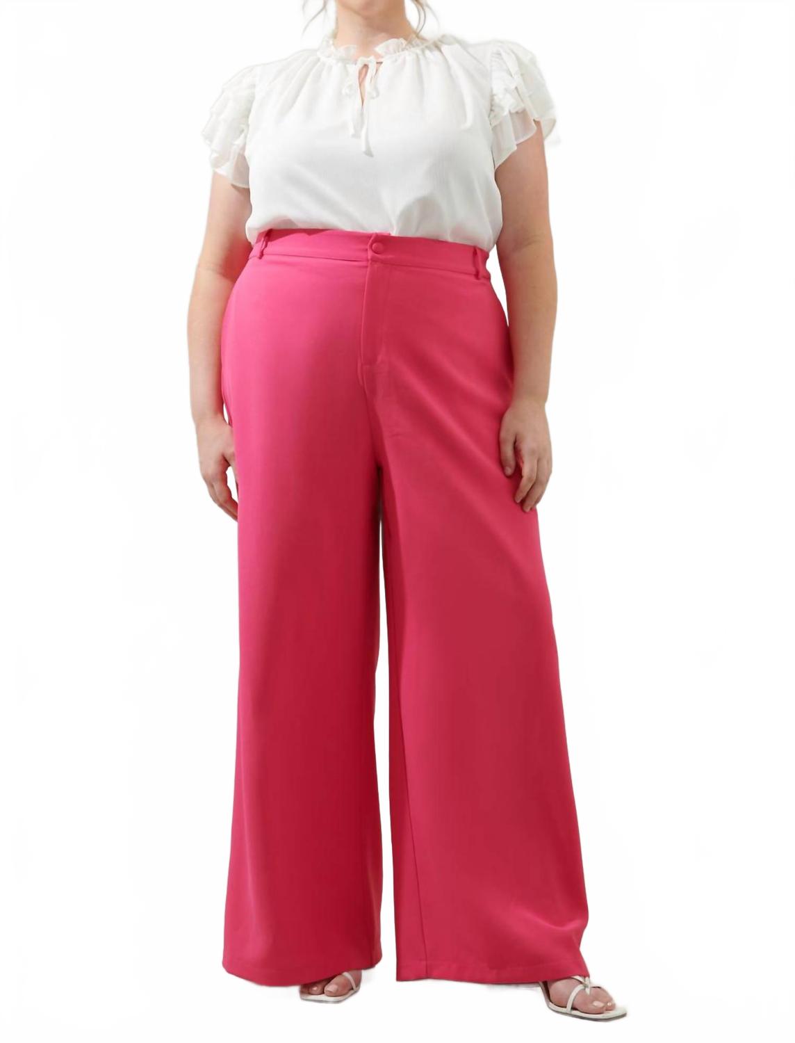 

Челси брюки с поясом широкого кроя Curve в цвете фуксия SUGARLIPS