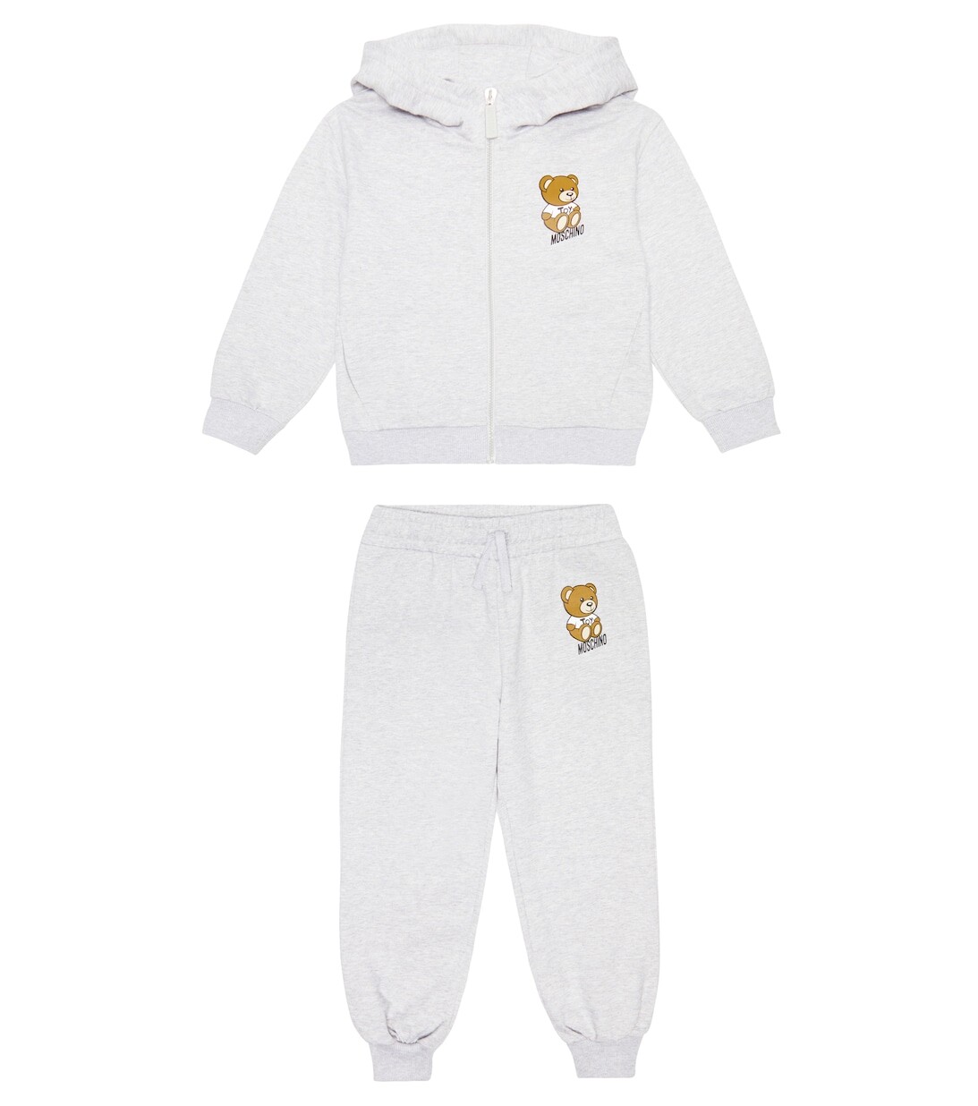 

Комплект из хлопкового худи и спортивных штанов Moschino, серый