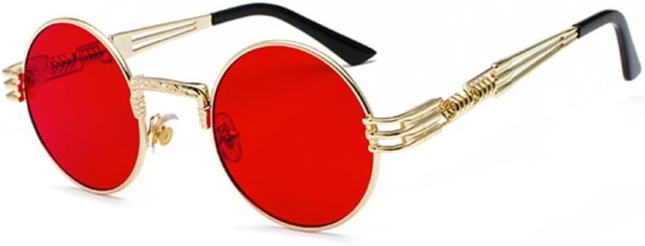 

Ретро-стимпанк круглые металлические солнцезащитные очки для мужчин и женщин с двойными пружинными дужками, цветные, с защитой от УФ-излучения UV400 LANGSER, N17 Gold Red