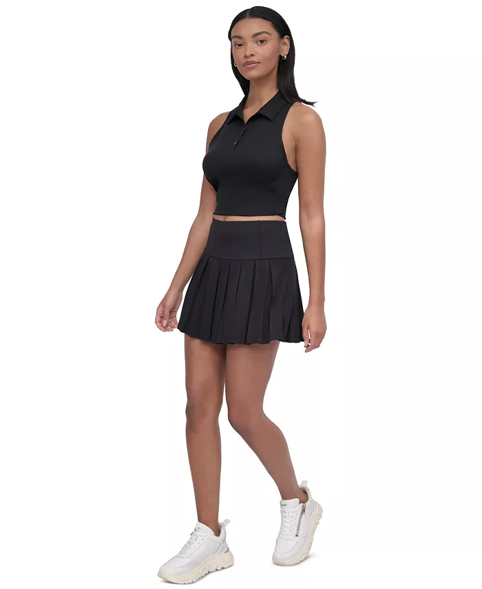 

Спортивная женская юбка-шорты для тенниса Court Piqué-Knit Pleated с плиссировкой DKNY, черный