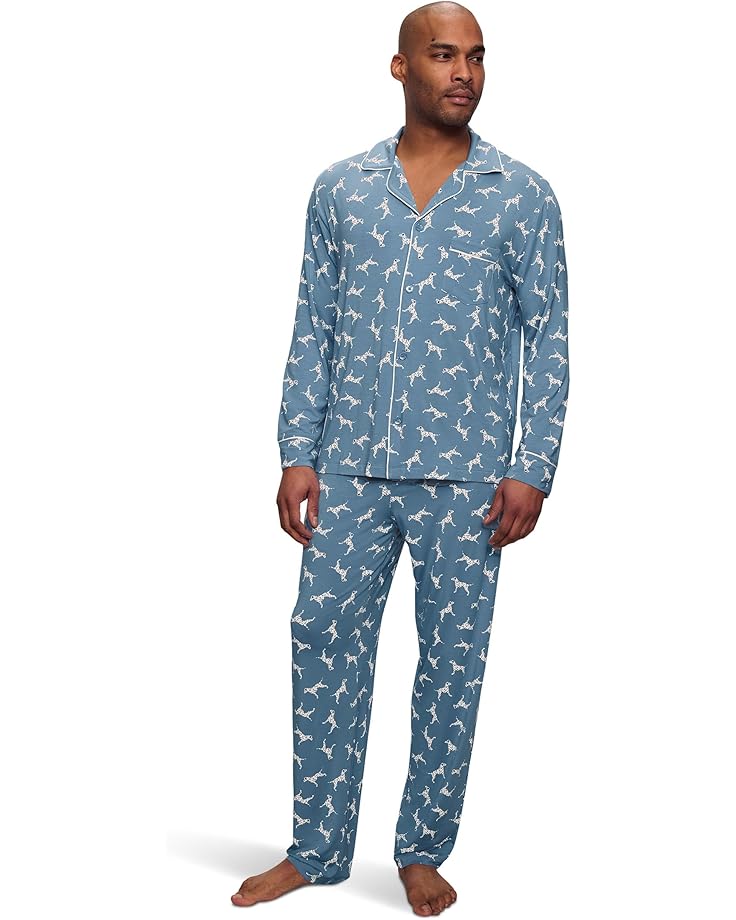 

Пижама Eberjey William Printed PJ Set, цвет Dalmatian Faded Denim/Ivory