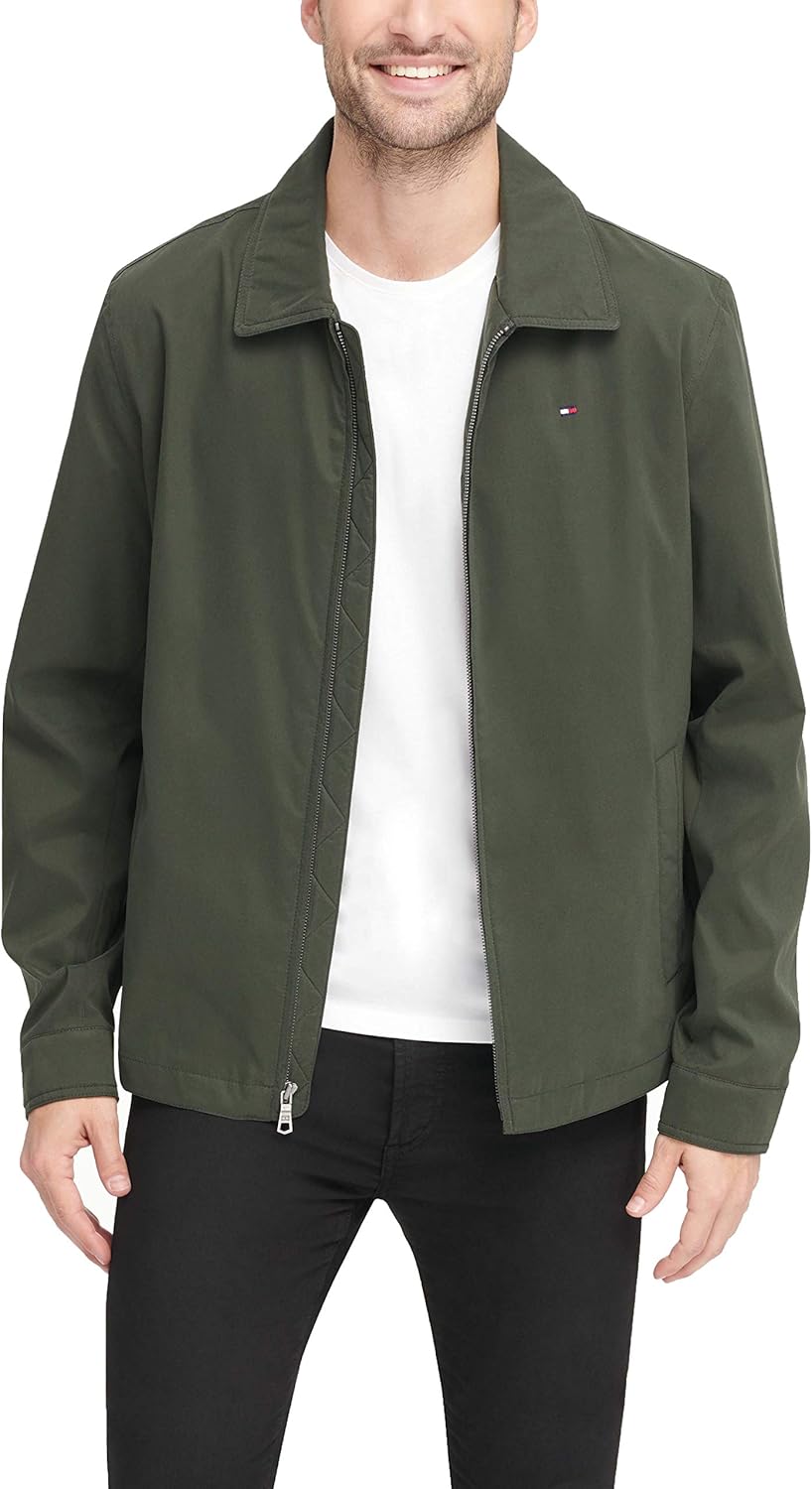 Легкая мужская куртка для гольфа Tommy Hilfiger из микротвила на молнии (стандартные размеры, а также для больших и высоких), Olive — фото 3