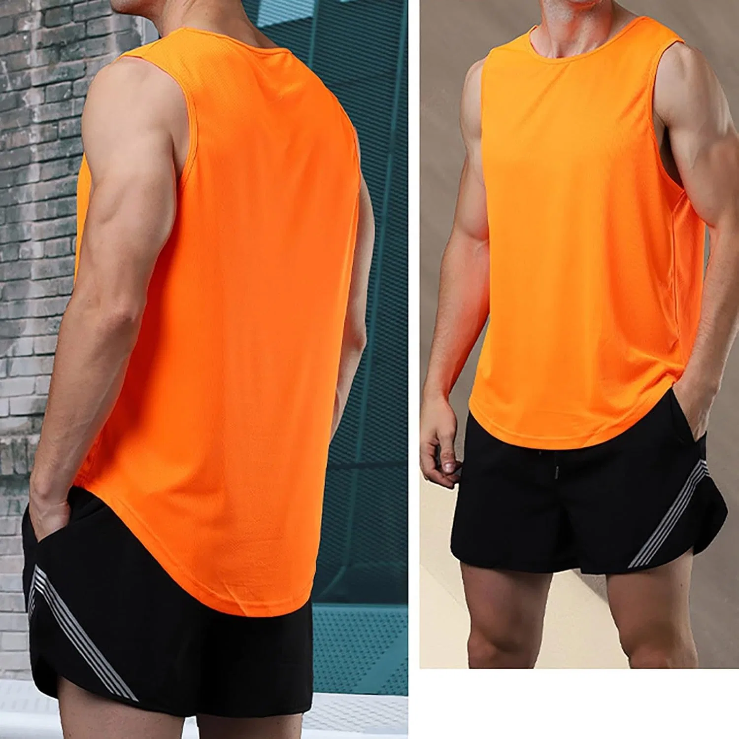 Мужская майка-борцовка, спорт, фитнес, бег, бодибилдинг, Generic, Orange — фото 2