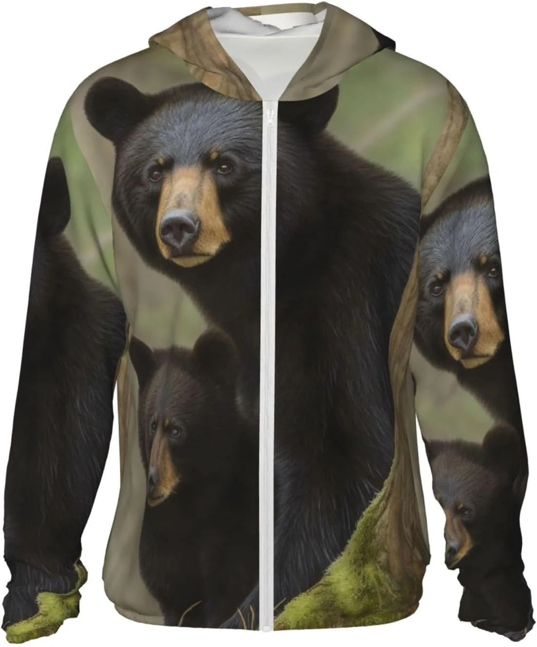 

Мужская толстовка с капюшоном UPF 50+ Black Bear Mother and Cub, на молнии SDTYKHJ