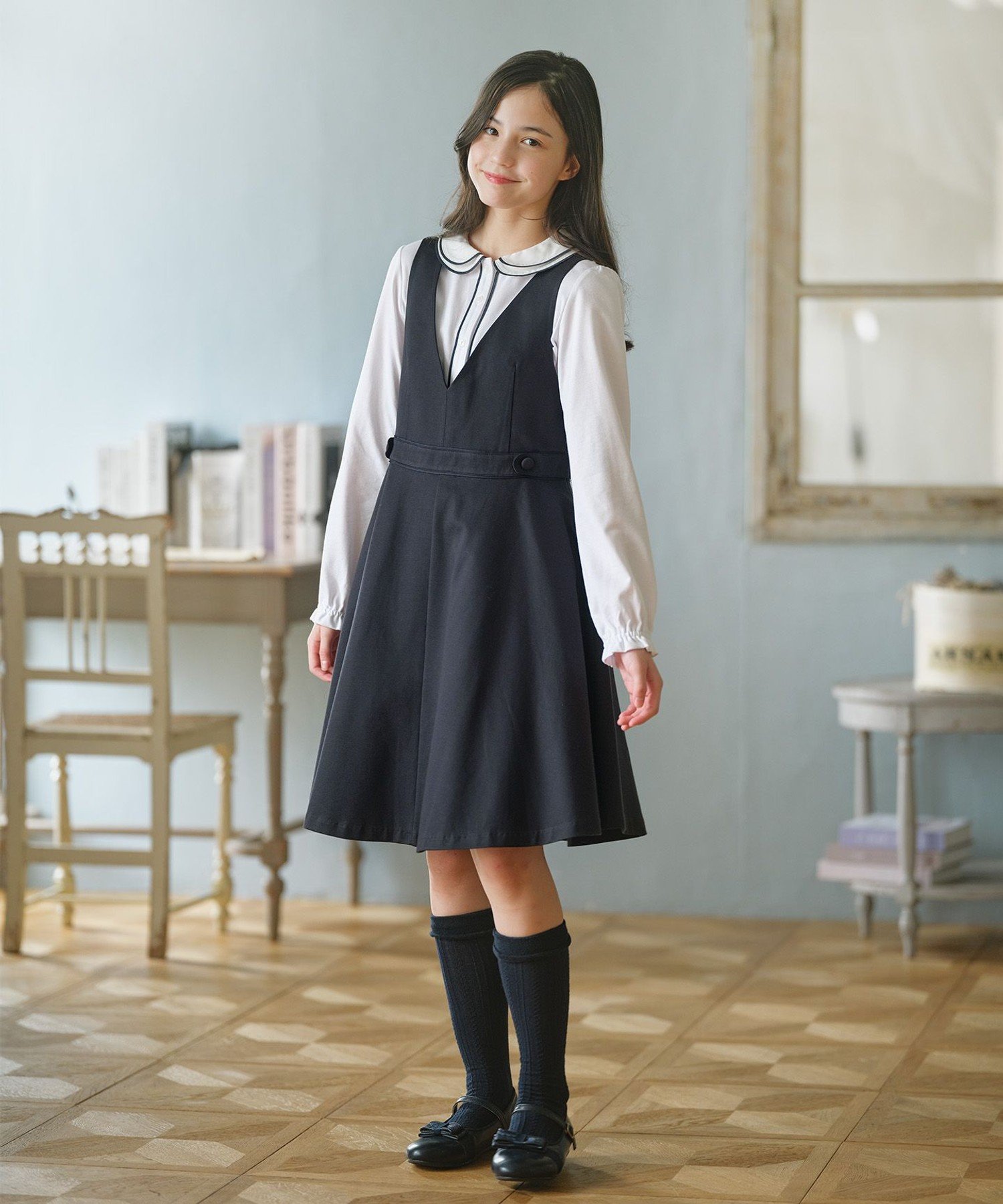 [150-170 см] Юбка-свитер KUMIKYOKU темно-синего цвета Kids Suite, Navy [075]