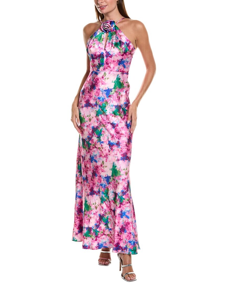 

Атласное платье фиолетового цвета ML Monique Lhuillier, розовый