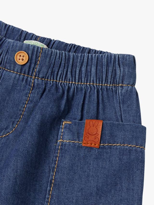 Детские шорты с карманами из хлопкового шамбре Benetton, Denim — фото 3