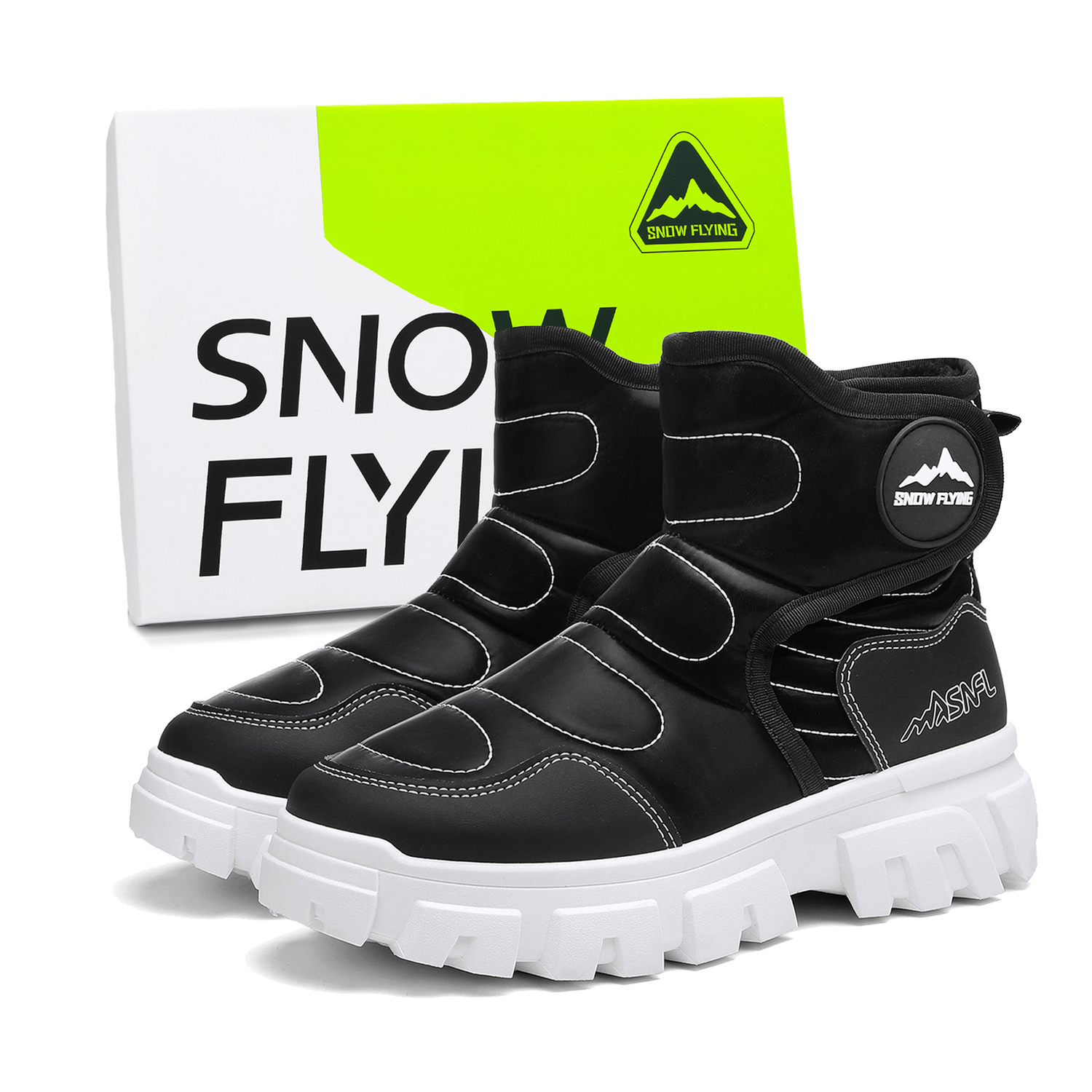 

SNOW FLYING Зимние тактические ботинки Короткие снежные ботинки Унисекс Черный В коробке, цвет Black (Box)