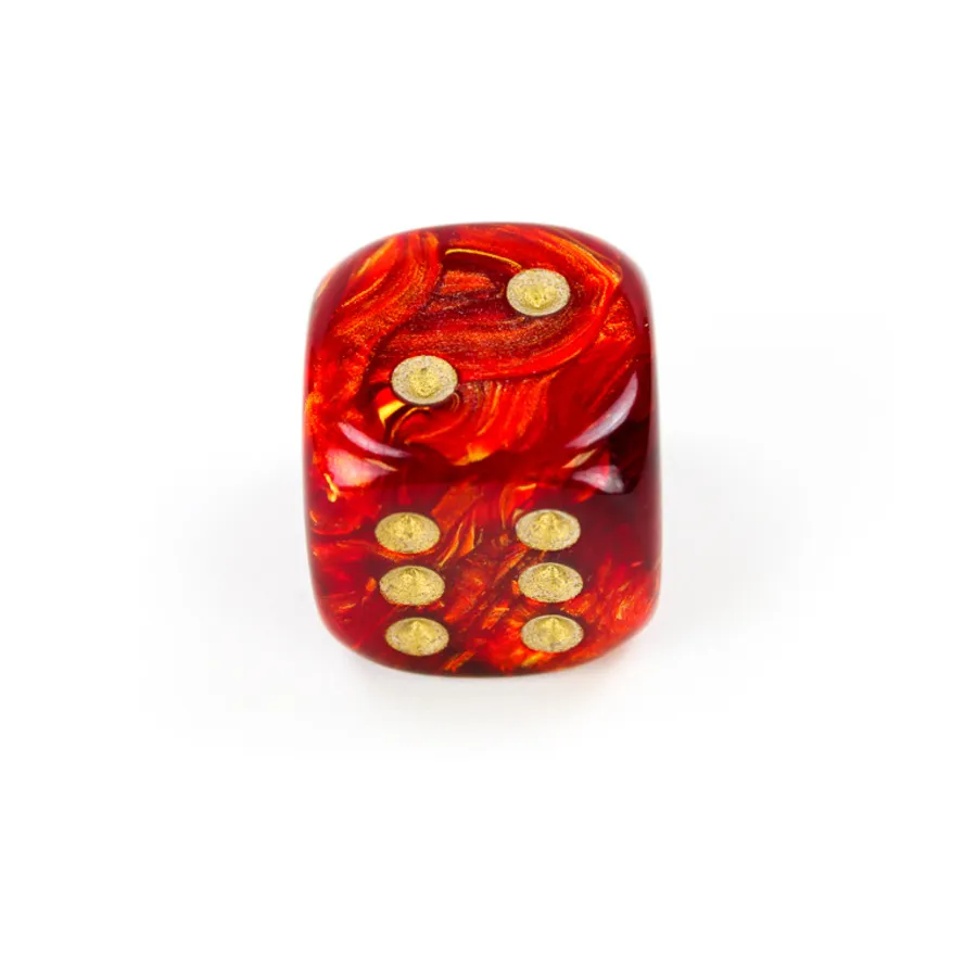 

d6 20мм Алый с золотом (2), Dice - Scarab (Chessex)