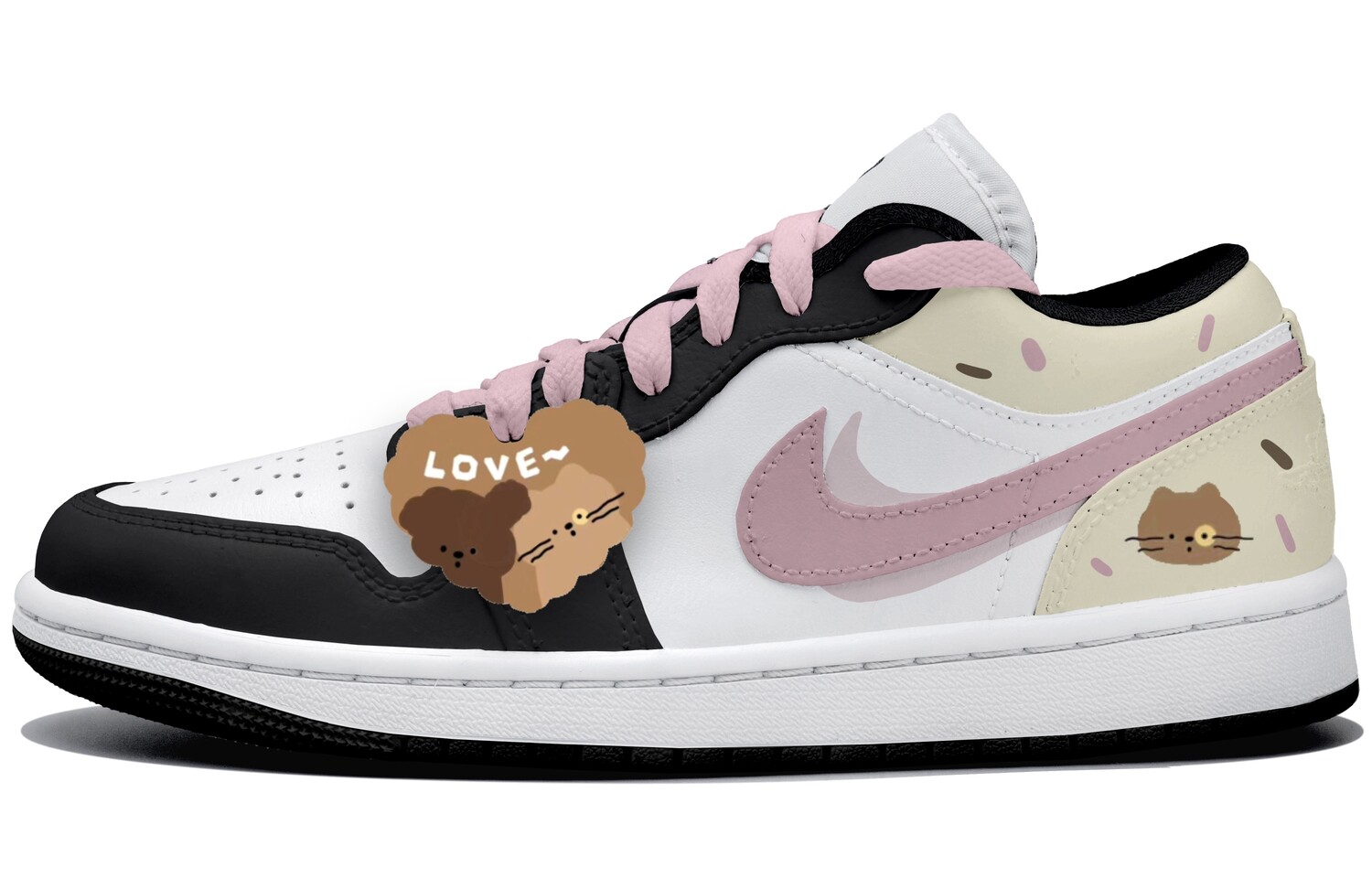 

Кроссовки Air Jordan 1 Kids' Basketball Shoes Grade School, черный/розовый