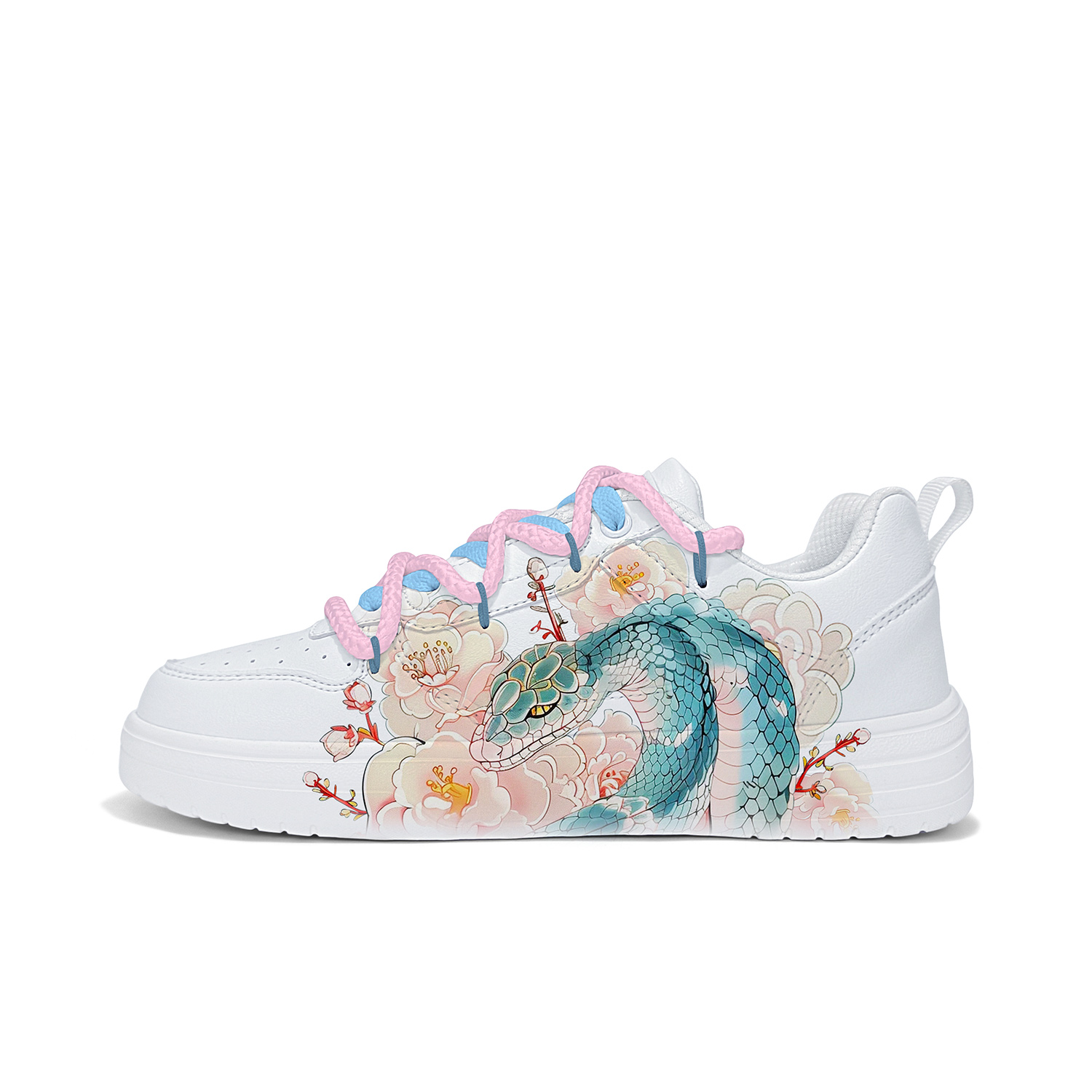 

Cold cicadas yesterday Антискользящие износостойкие легкие дышащие низкие скейтбордские кроссовки унисекс белый перекрестный ремешок цветочно-зеленый змеиный ZLM2003D