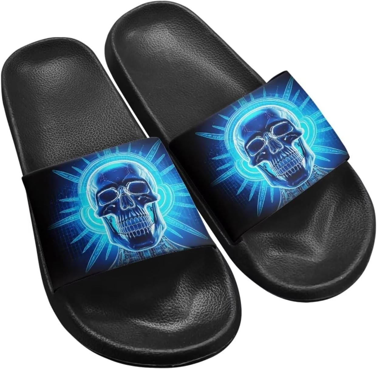 

Мужские шлепанцы Twousenru с забавным стильным узором черепа, противоскользящие, быстро сохнущие для душа, EVA, удобные для путешествий, домашние и уличные, Mechanical Skull