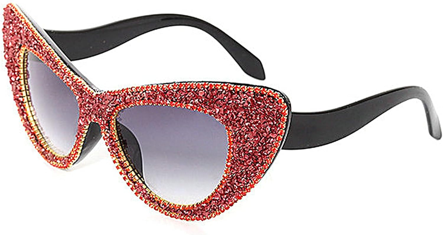 

Крупные солнцезащитные очки «кошачий глаз» для женщин, солнцезащитные очки с бриллиантами, солнцезащитные очки с блестками и стразами для мужчин, роскошные очки 2020 года, защита от ультрафиолета UV400 COTIA, Red Diamond