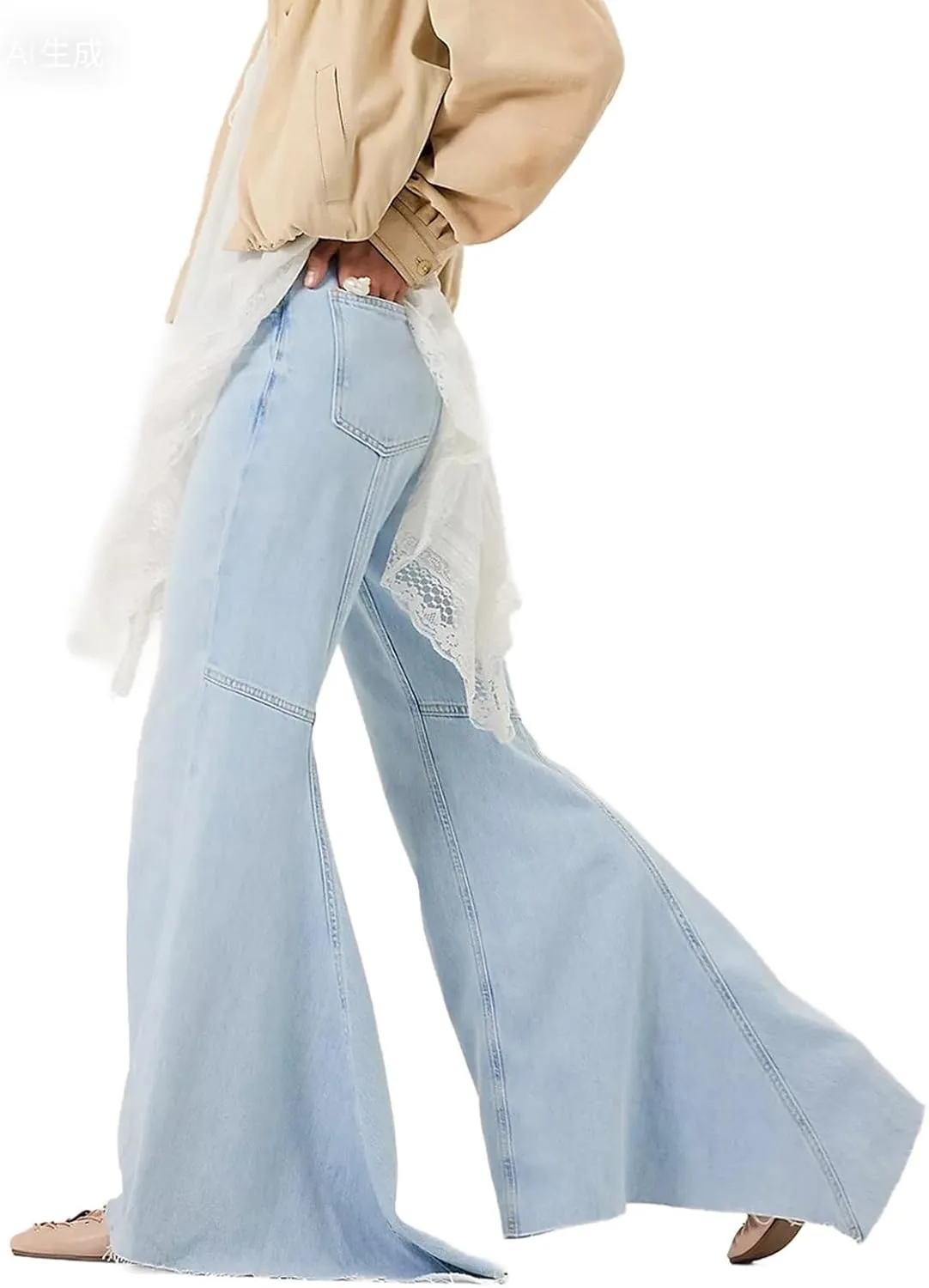 

Женские джинсы-клеш с высокой посадкой