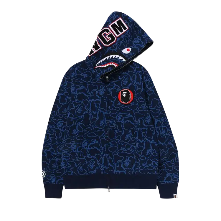 

Худи BAPE 30th Anniversary Line Camo Shark Full Zip 'Navy', синий