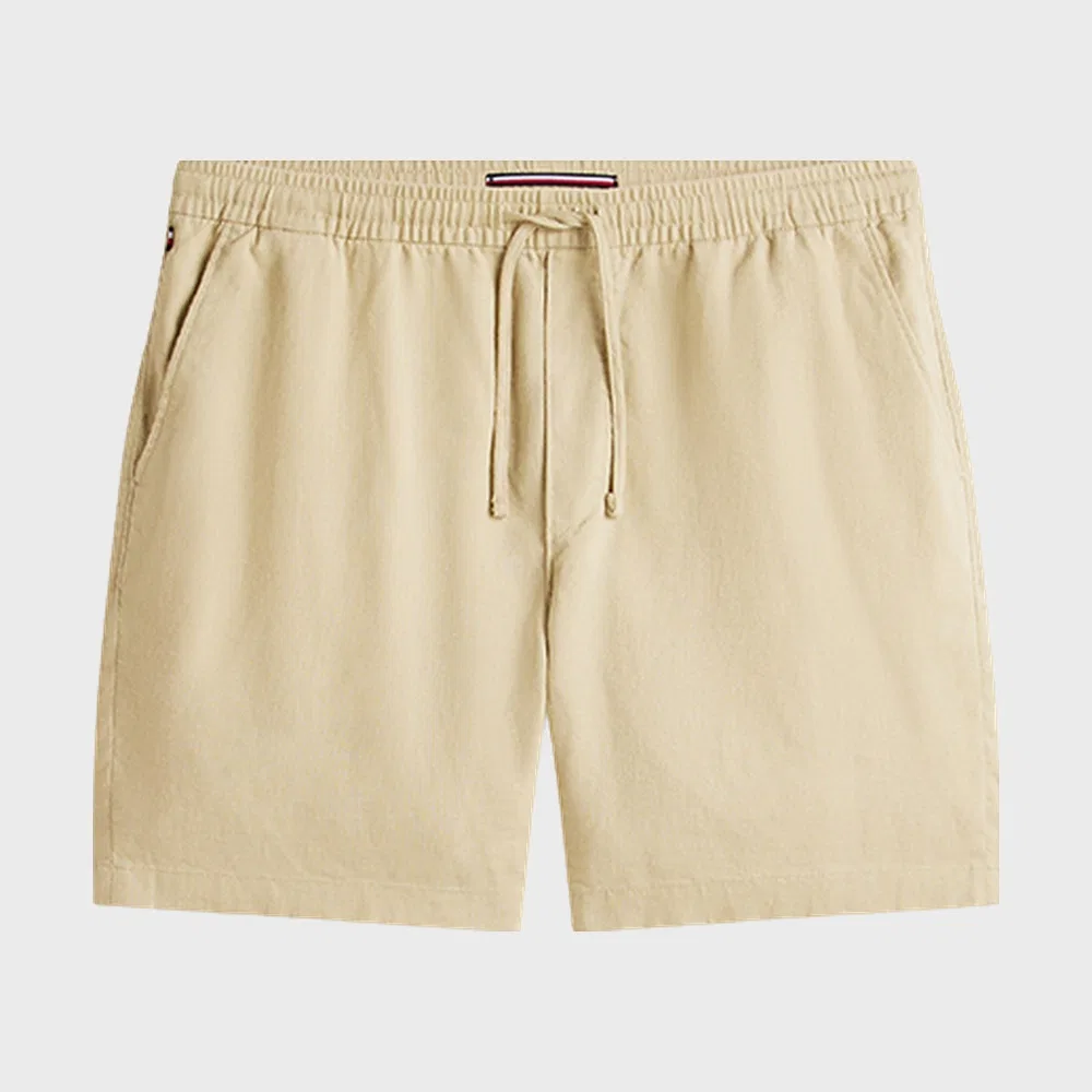 Мужские шорты Dover Fit из смесового льна на резинке бежевые от Tommy Hilfiger