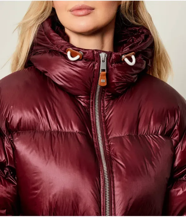 Пуховая куртка oversize fit Tommy Hilfiger, бордовый — фото 4