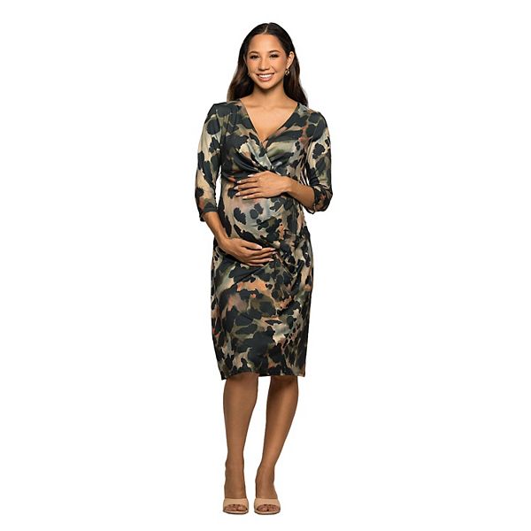 

Платье для беременных с рукавами три четверти, имитирующими запах 24Seven Comfort Apparel