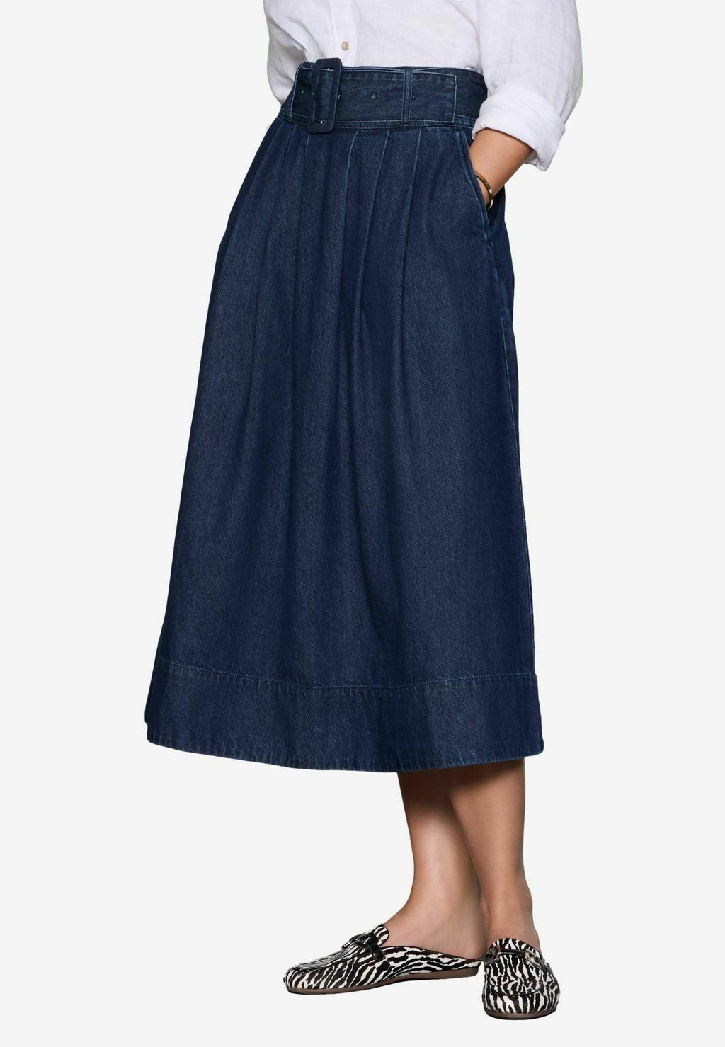 

Джинсовая юбка BELTED MIDI - Pleated skirt Next, синий