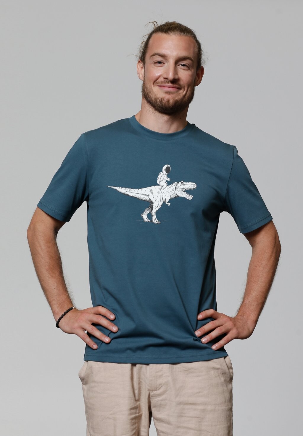 

Футболка с принтом ASTRONAUT ON T-REX watapparel, бирюзовый