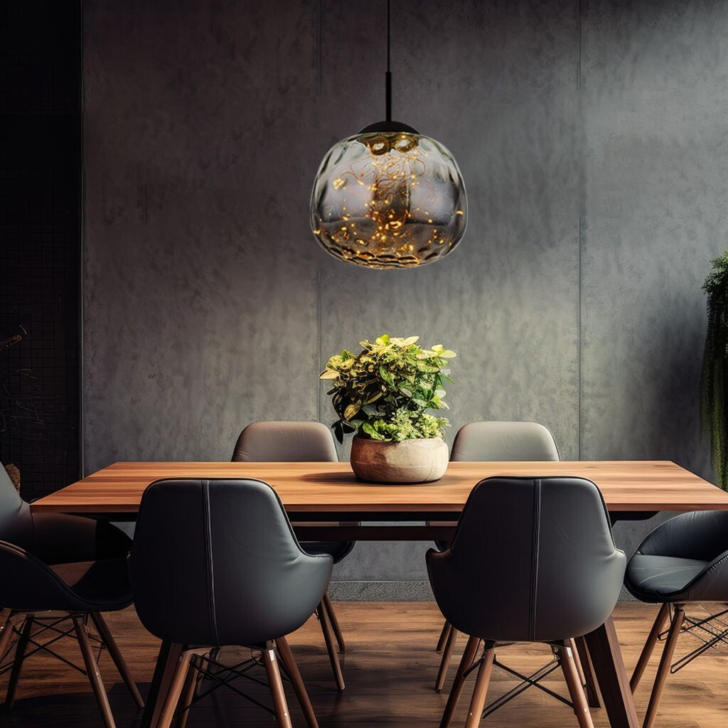 

Светодиодный подвесной светильник, металл, черный, дымчатое стекло, D 30 см Globo Lighting