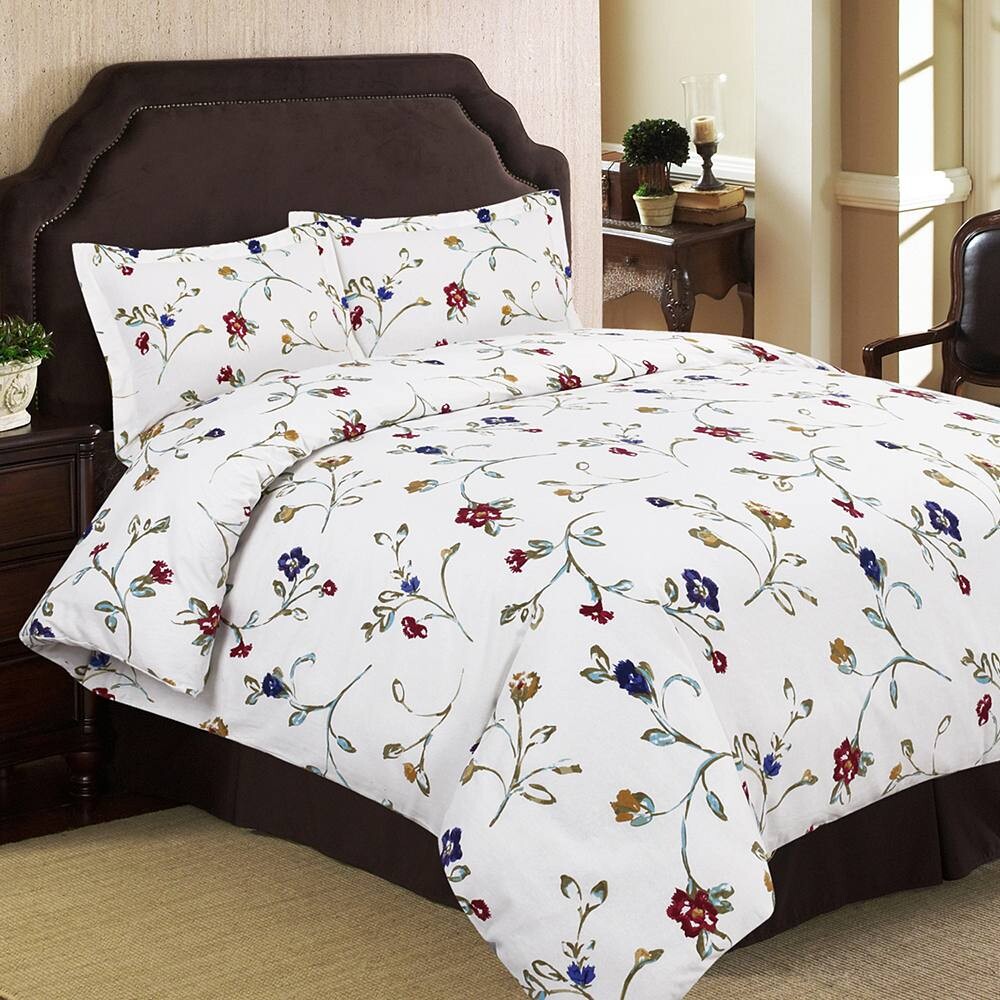 

Комплект из 3 пододеяльников Tribeca Living Flannel Floral Garden из 3 предметов, белый