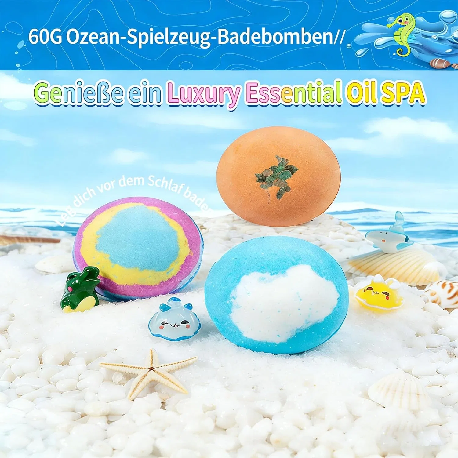 Набор из 12 бомбочек для ванны Ocean Toy с сюрпризом Generisch, Blue — фото 2
