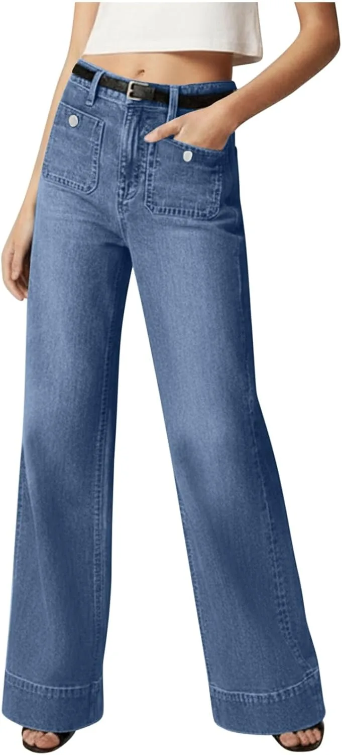

Женские джинсы Wide Leg High Waisted Baggy Strechy с карманами