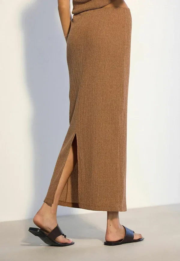 Юбка макси Next, Tall fit textured, pencil skirt, коричневый — фото 3