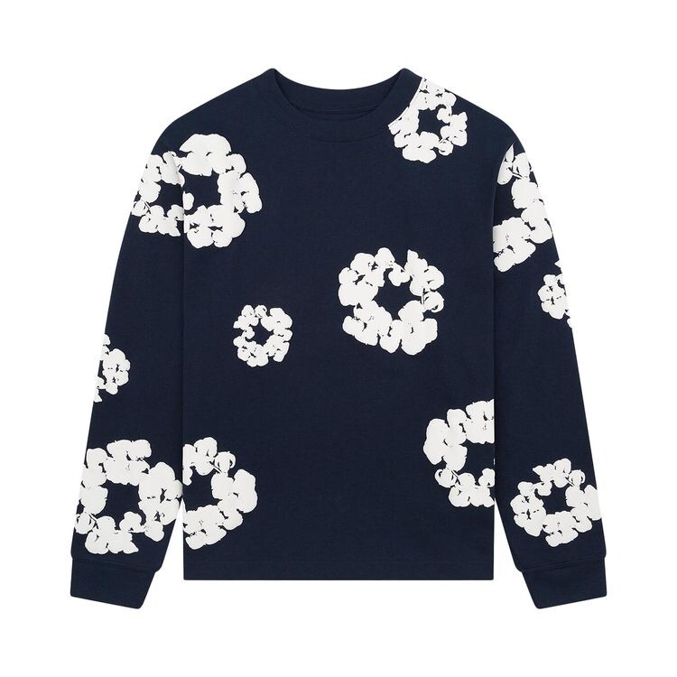 

Футболка Denim Tears Long-Sleeve Wreath Tee Navy, синий